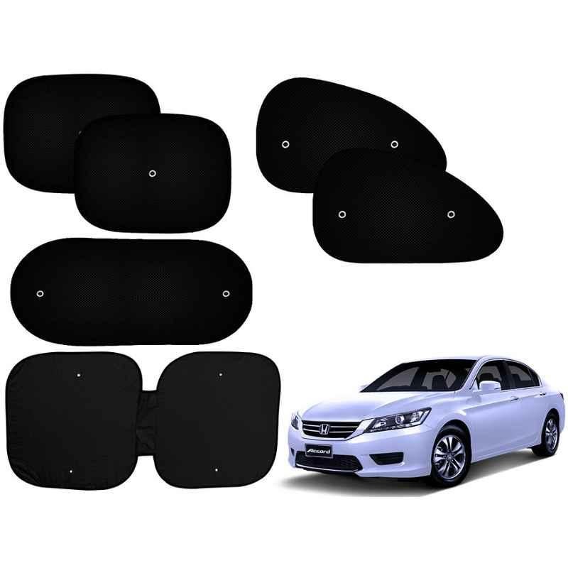 Auto Pearl 6 Pcs PVC & Mesh Black Window, Front & Rear Sun Shade Set for Honda Accord