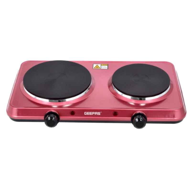 Geepas 2000W 155mm Cast Iron Electric Double Hot Plate With Thermostat Control, GHP7587