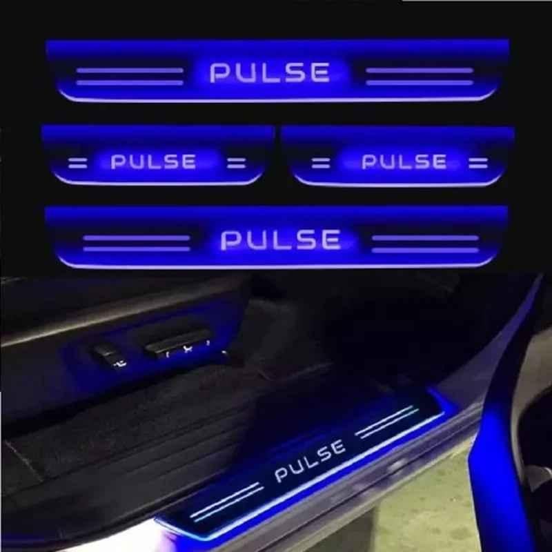 Sca Euniversal Fit Blue 4 Wheeler Renault Pulse All Model Cars Led Door Sill Plate (Pack of 4)
