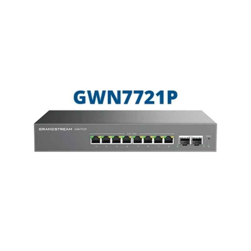 Grandstream 8x 2.5 GigE, 2x 10G SFP+ & 8x PoE/PoE+ Layer 2-Lite Managed Multi-Gig Network Switch, GWN7721P
