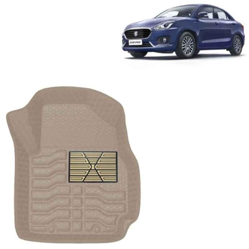 Kingsway 3 Pcs Premium 4.5D 100% Waterproof Tray Shape PVC Beige Car Floor Mat Set for Maruti Suzuki Swift Dzire 2017 to 2019 All Model