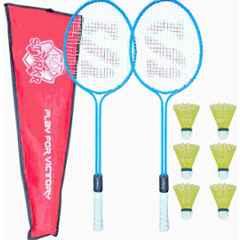 STYRKR Alloy Steel Blue Badminton Racquet Set of 2 Steel Frame with Shuttlecocks & Bag Badminton Kit