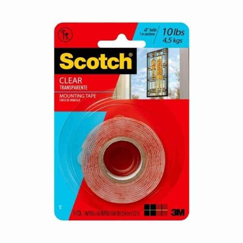 3M Double Sided Mounting Tape, 410P, Scotch, 1.52 mx25 mm, Clear