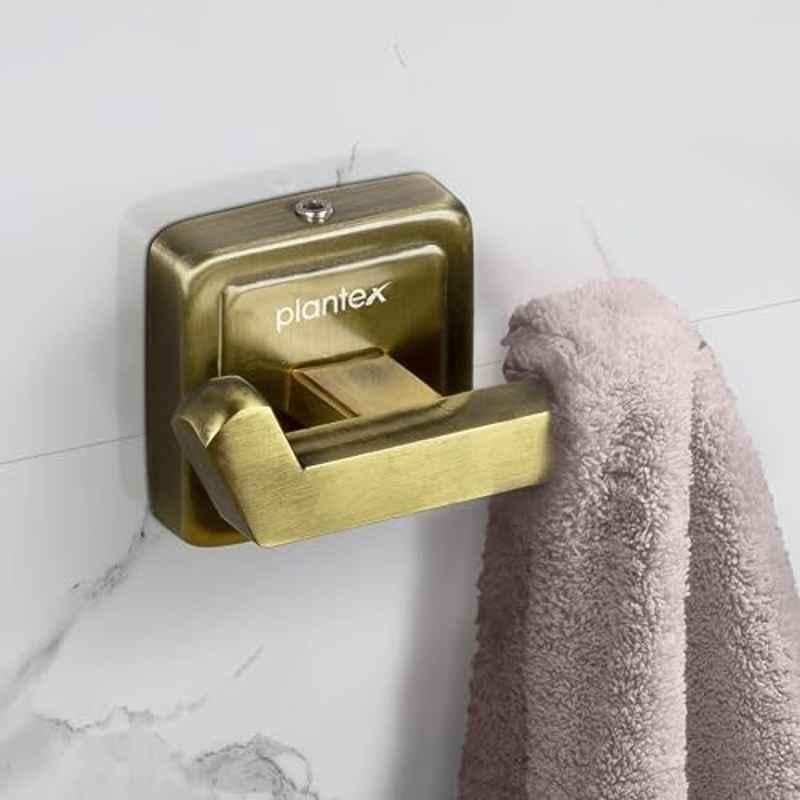 Plantex 304 Grade Stainless Steel Robe Hook/Napkin Hanger/Hook for Hanging Towel in Bathroom/Living Room-Decan (Brass Antique)