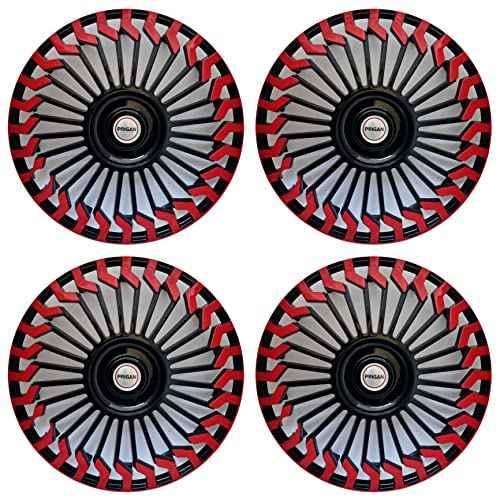 Buy Prigan 4 Pcs 14 inch Polypropylene Black & Red Wheel Cover Set for