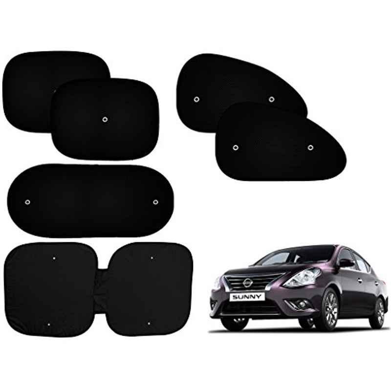 Auto Pearl 6 Pcs PVC & Mesh Black Window, Front & Rear Sun Shade Set for Nissan Sunny, Front_Chipku_6Pcs_Sunny