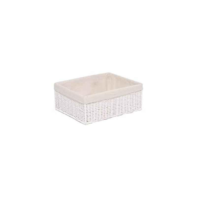 Homesmiths 28x20x10cm White Storage Basket with Liner, MAS0531-S-WHT, Size: Small