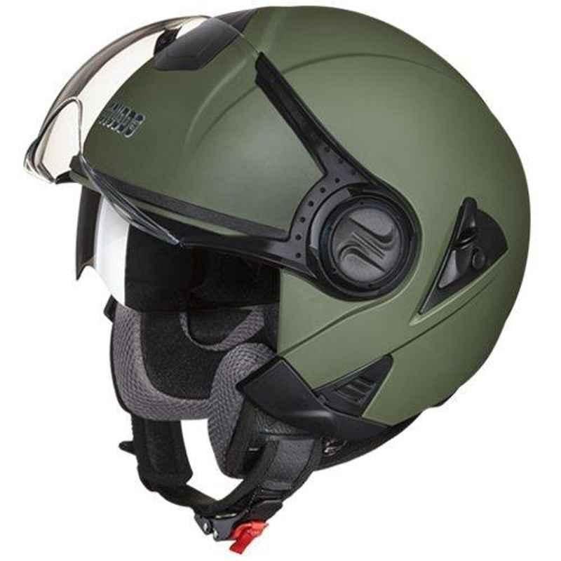 Studds Downtown Military Green Open Face Helmet, Size (Large, 580mm)