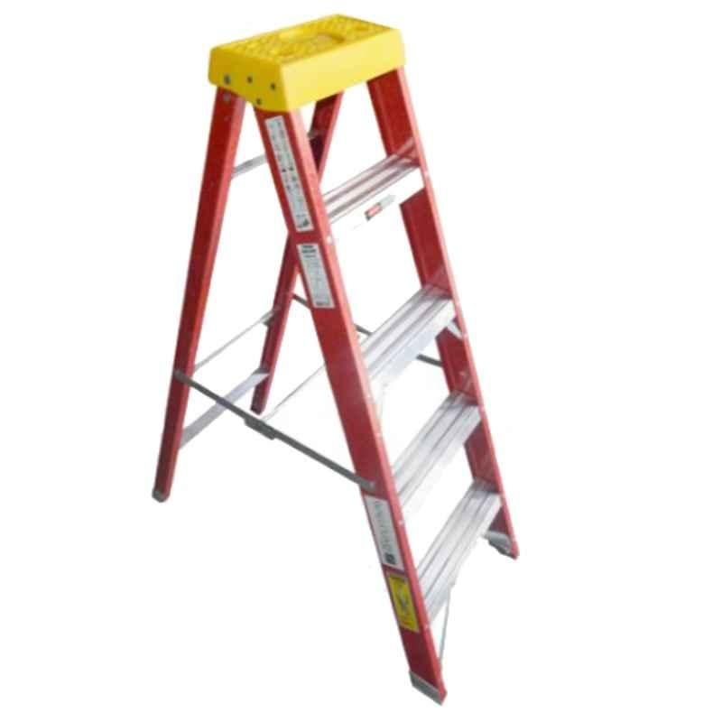 Wallclimb 8 Step Fiberglass Single Side Step Ladder, WFGLAS8