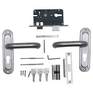 Voltizi ‎Stainless Steel 304 Matt Satin Finish Heavy Duty Round Plate Mortise Door Lock with Both Side Key Cylinder, MG1103