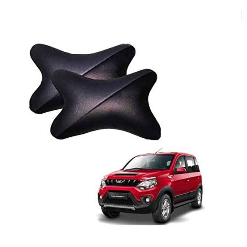 Kozdiko 2 Pcs Memory Foam Grey & Black Car Neck Rest Cushion Pillow Set for Mahindra NuvoSport
