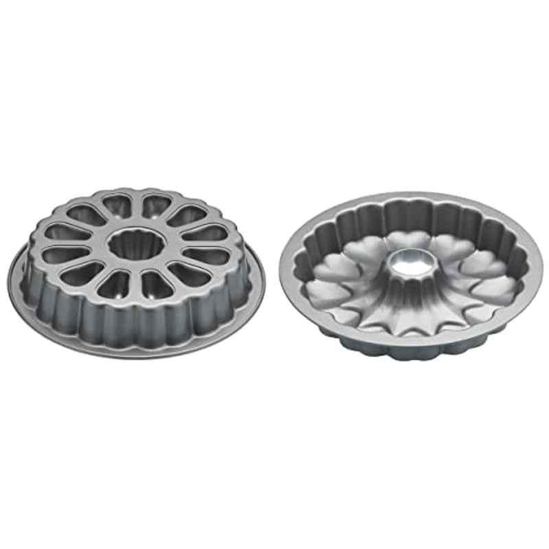 Kitchencraft SDIFILLHEART 2 Pcs 28x5cm Carbon Steel Silver Round Surprise Filling Cake Tin Set