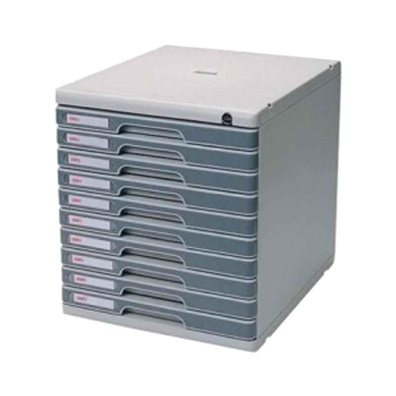 Deli 10-Drawer Grey & Dark Grey Cabinet with Front Lock, 97710