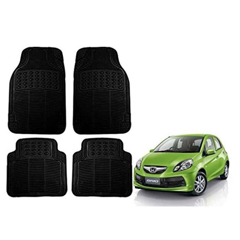 Kozdiko 4 Pcs Black Rubber Car Mat Set for Honda Brio