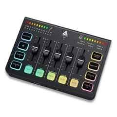 Audio Array 48V Streaming Audio Mixer Sound Card with Volume Fader, AI-06