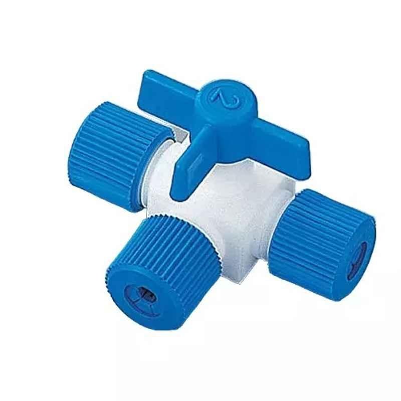 Lab Plus Fluororesin Three-Way Cock (Lock Tightening), LP-3641
