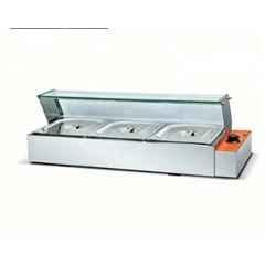 Khushi Udyog 2000W 3 Pan Stainless Steel Silver Bain Marie Food Warmer with Glass Display