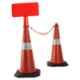 Ladwa 750mm Red & Black PVC Traffic Safety Cones with 2m Chain, 2 Hooks & 1 Sign Plate (Pack of 2)