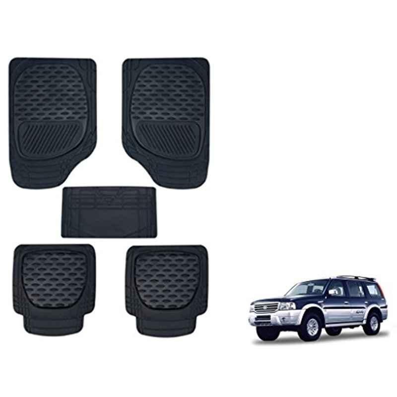 Kozdiko 6255TW 5 Pcs PVC & Rubber Black Car Mat Set for Ford Endeavour