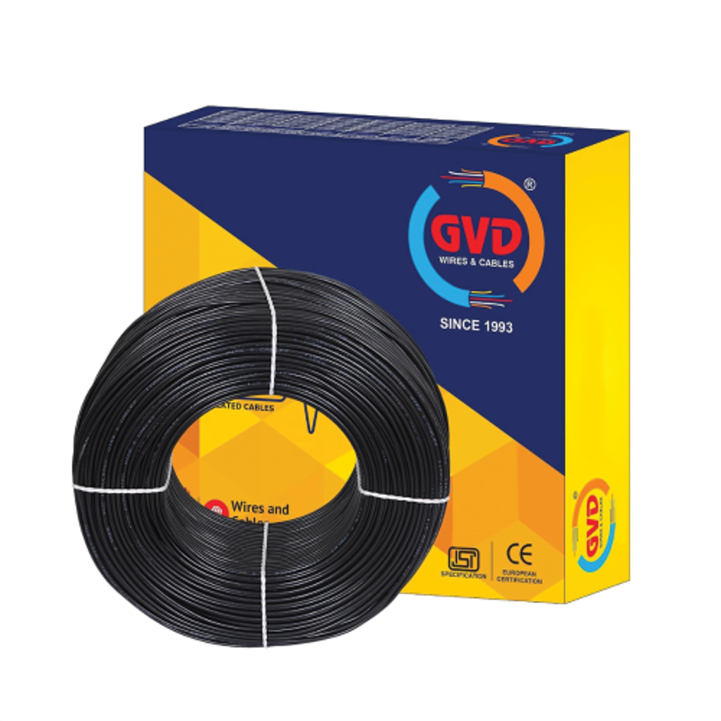 GVD 1 Sqmm Black 3 Core FR PVC Flexible Stranded Insulated Copper Wire for Home, Domestic & Industrial Use, Length: 20 m