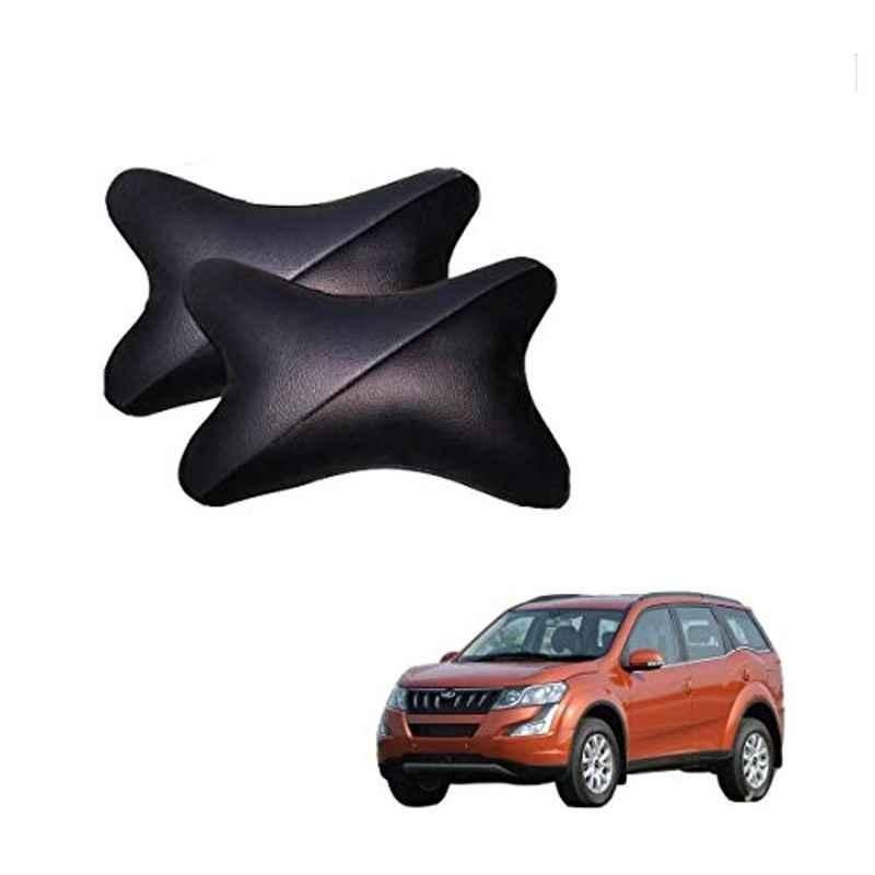 Kozdiko 2 Pcs Memory Foam Grey & Black Car Neck Rest Cushion Pillow Set for Mahindra XUV 500