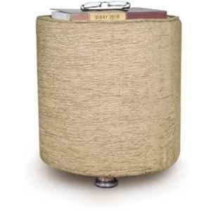 Angel Furniture Solid & Mango Wood Feather Finish Beige Round Pouf, AF-103