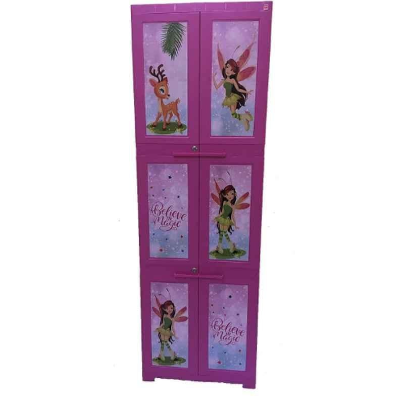 Cello Novelty 61x60x44cm Plastic Pink 2 Doors Cupboard with 5 Shelves & 6 Partitions