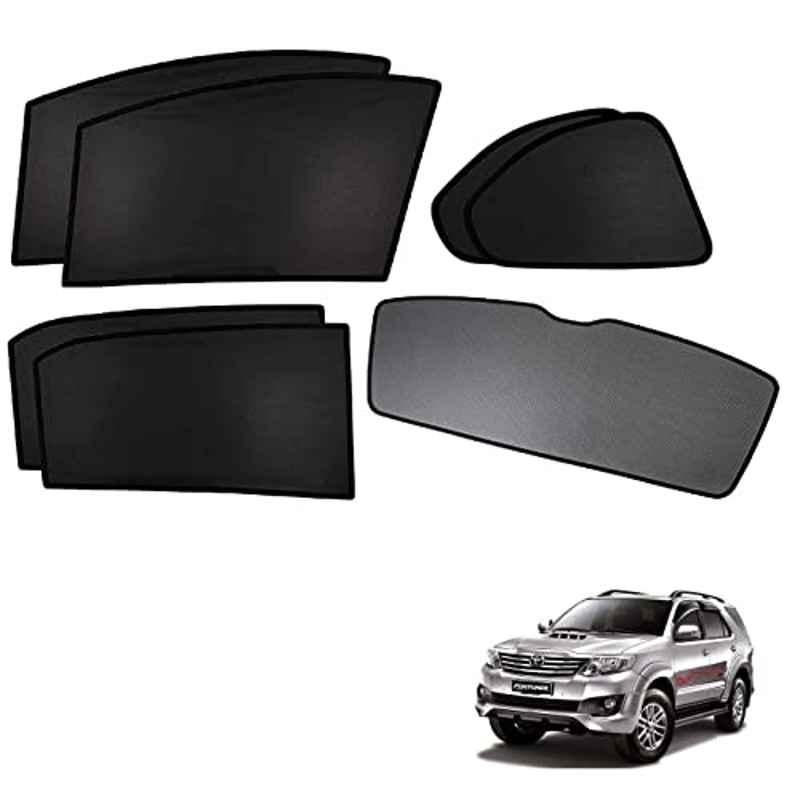 Kozdiko 5 Pcs Polyester Black Non Magnetic Window & Rear Sun Shades Set for Toyota Old Fortuner