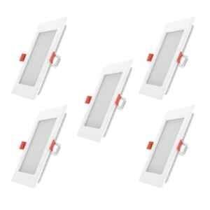 Fybros Faro 12W Polycarbonate Natural White Square LED Panel Light, FLS5082E (Pack of 5)