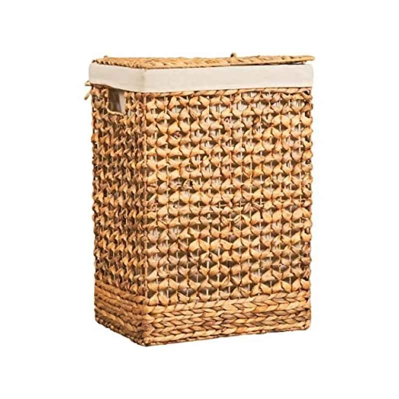 Homesmiths 38x28x56cm Natural Water Hyacinth Laundry Hamper With Liner, 706613, Size: Medium