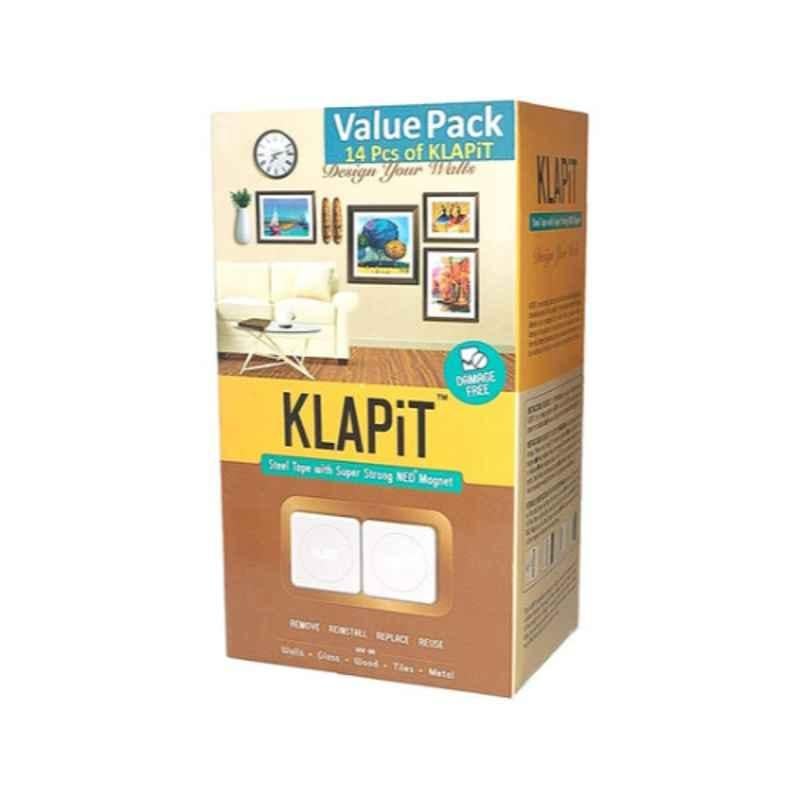 Klapit White Value Magnetic Picture Hanging Strip, K7PCW, (Pack of 14)