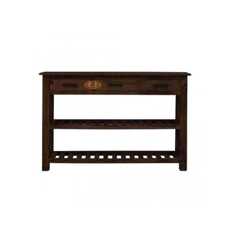 Angel Furniture Solid Sheesham Wood Lacquar Finish Dark Brown Rectangular Side End Table, AF-156W