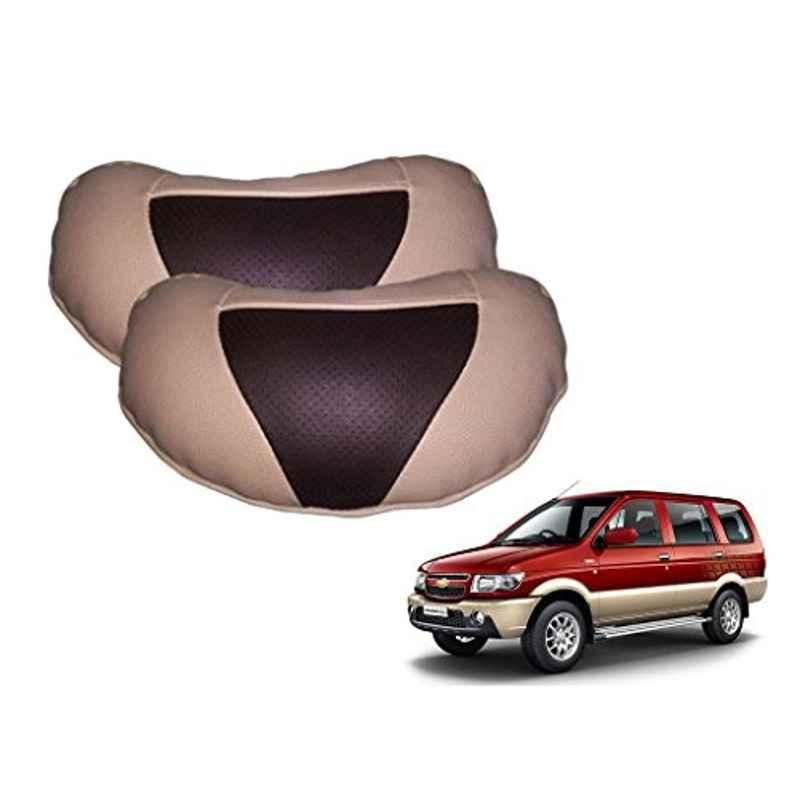 Kozdiko 2 Pcs Brown & Beige Neck Rest Set for Chevrolet Tavera, koz_31133