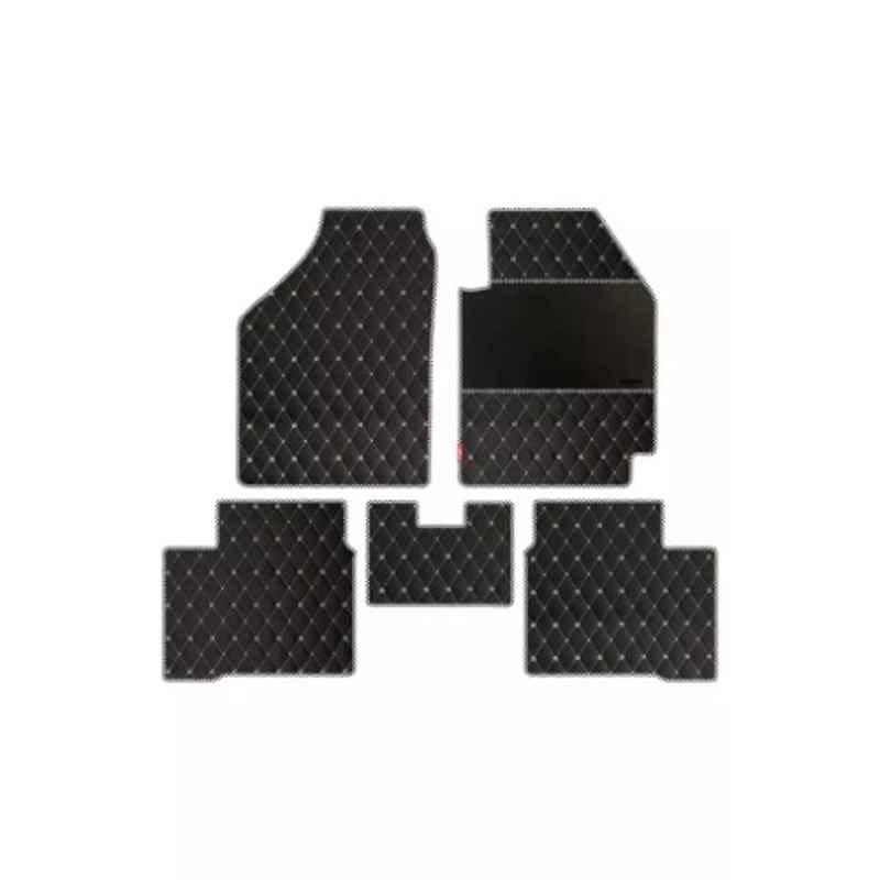 Elegant Luxury Leatherette Black & White Carpet Car Mat Set for Ford Aspire