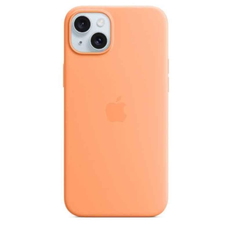 Apple iPhone 15 Plus Silicone Orange Sorbet Back Case with MagSafe, MT173ZM/A