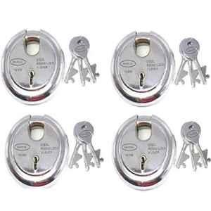 Ojass 75mm 7 Levers Stainless Steel Round Heavy Duty Pad Lock with 3 Keys, RPL754 (Pack of 4)