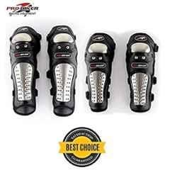 AOW Knee Guard compatible with Knee Guard compatible with Pro-xerz 2nd Generation Alloy Steel Elbow Guard Flexible Breathable Adjustable Knee Shin Armor Protector (Black) for Bikers and Riders (Pack of 4 PCS) KN-01