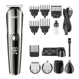 VGR V-107 ABS Black Professional 5-in-1 Grooming Kit with 150min Runtime, 6 Guide Combs & 2 Years Warranty
