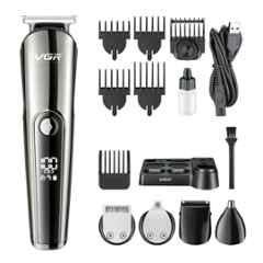 VGR V-107 ABS Black Professional 5-in-1 Grooming Kit with 150min Runtime, 6 Guide Combs & 2 Years Warranty