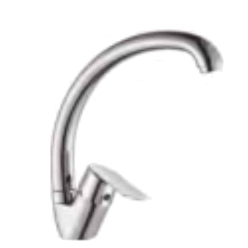 Somany Rime Brass Chrome Finish TM Single Lever Sink Mixer with Swinging Spout & Braided Hose Set, 272110710051
