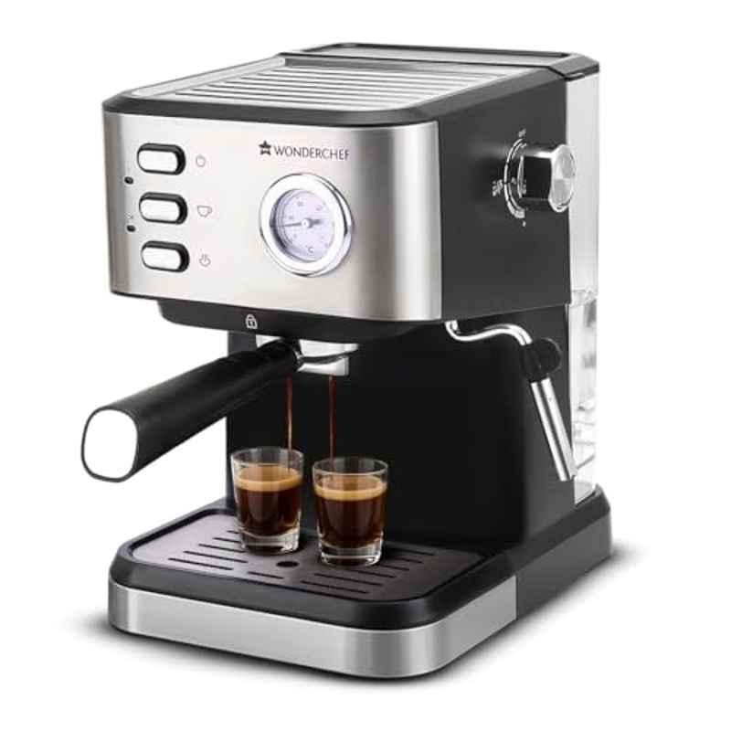 Wonderchef Regenta 1200W 1.5 Litre 19bar Black Espresso Coffee Machine with Steamer & 2 Years Warranty, 63154819