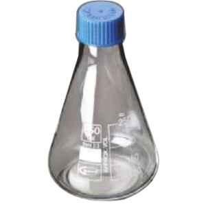 Glassco 100ml White Printing Boro 3.3 Glass & Polyethylene Erlenmeyer Flask with Screw Cap, 075.202.02 (Pack of 2)