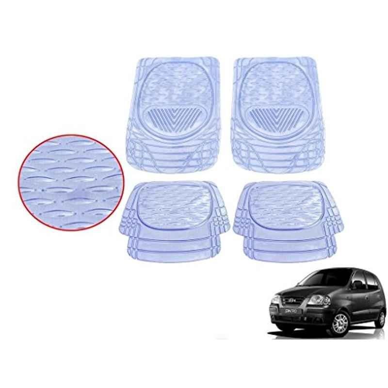 Kozdiko 4 Pcs 6204 PVC & Rubber Clear Car Foot Mat Set for Hyundai Santro