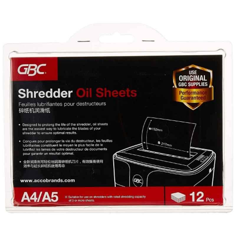 GBC Shredder A5 Oil Sheets, G2101948, (Pack of 12)
