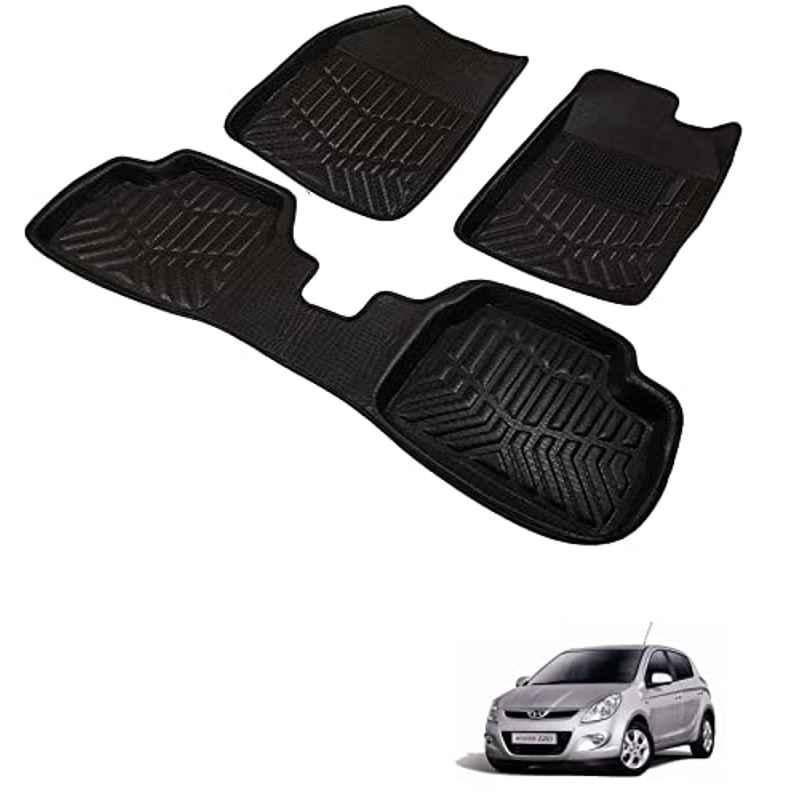 Kozdiko 3D Black Car Foot Mat Set for Hyundai I20 Old, dshbdhb121