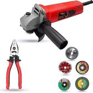 Walkers 800W 4 inch Angle Grinder with 5 Pcs Wheel & 8 inch Plier, WKCB481