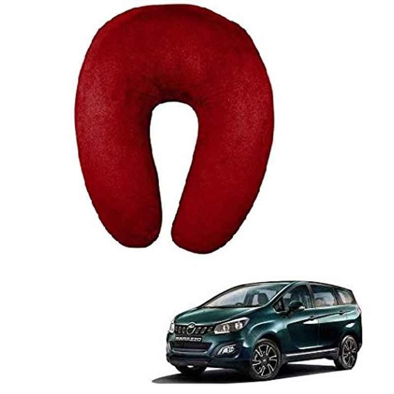 Kozdiko Velvet Red U-Shape Travel Neck Rest Cushion Pillow for Mahindra Marazzo, Koz-72073