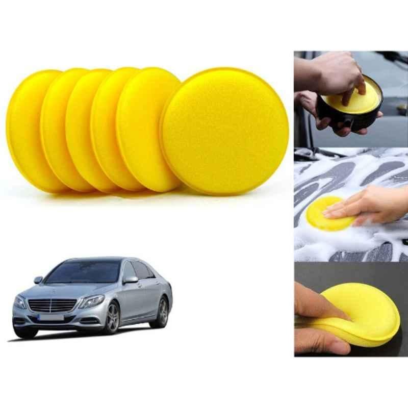 Auto Pearl Polyurethane Beige Washing & Waxing Polish Foam Sponge for S Class (Pack of 6)