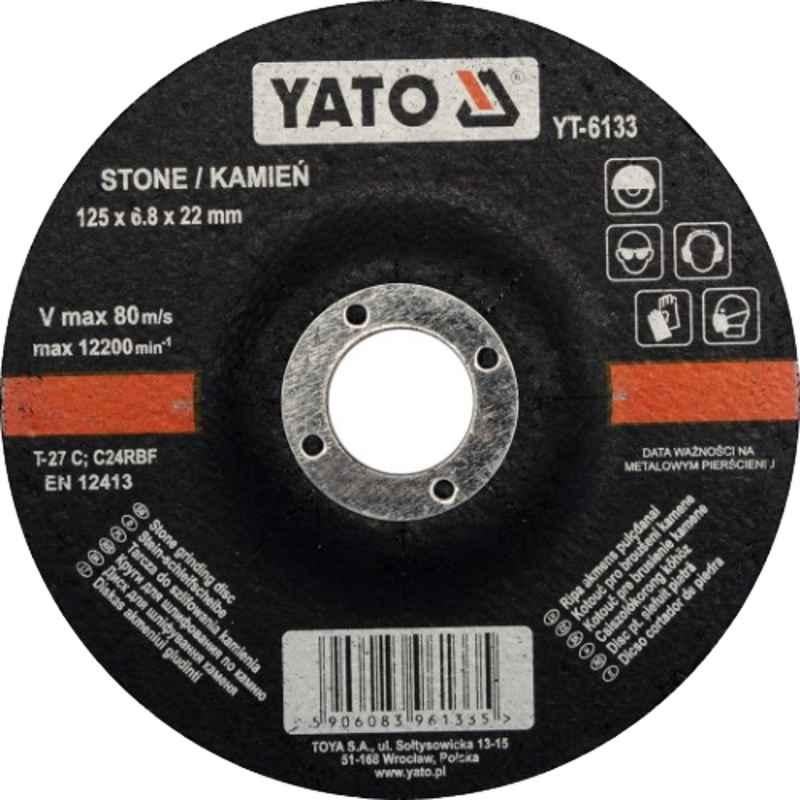 Yato 125x22x6.8mm Depressed Center Stone Grinding Disc, YT-6133