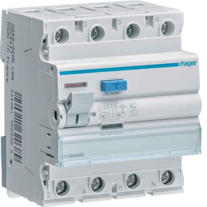 Hager 40A 4P Residual Current Circuit Breaker, CEC441J